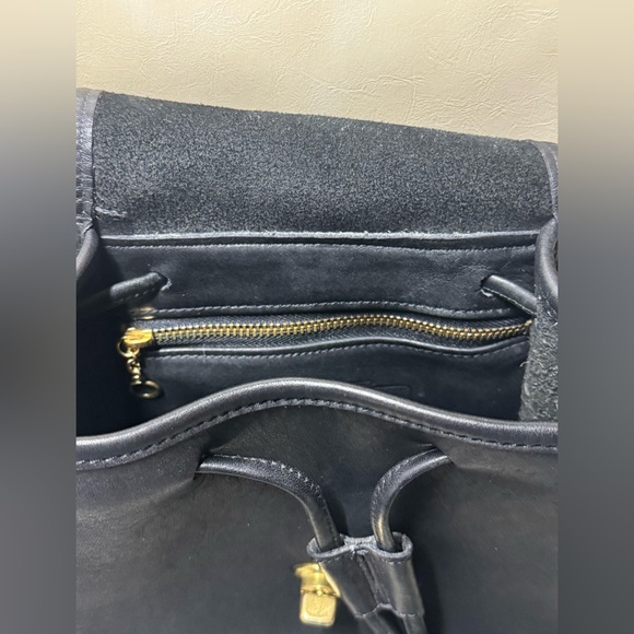 Vintage Coach Black Leather Wome Backpack Turnlock Drawstring Daypack - Picture 14 of 16